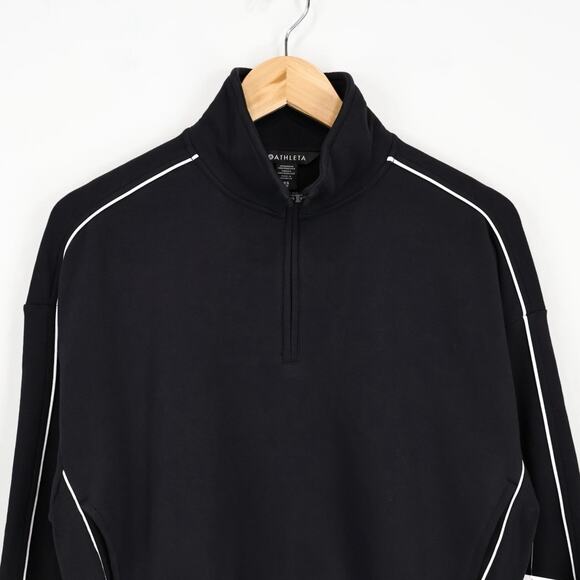 NWT Athleta Forever Fleece 1/2 Zip High Hip Crop Piping Sweatshirt Black Size XS - Picture 5 of 10